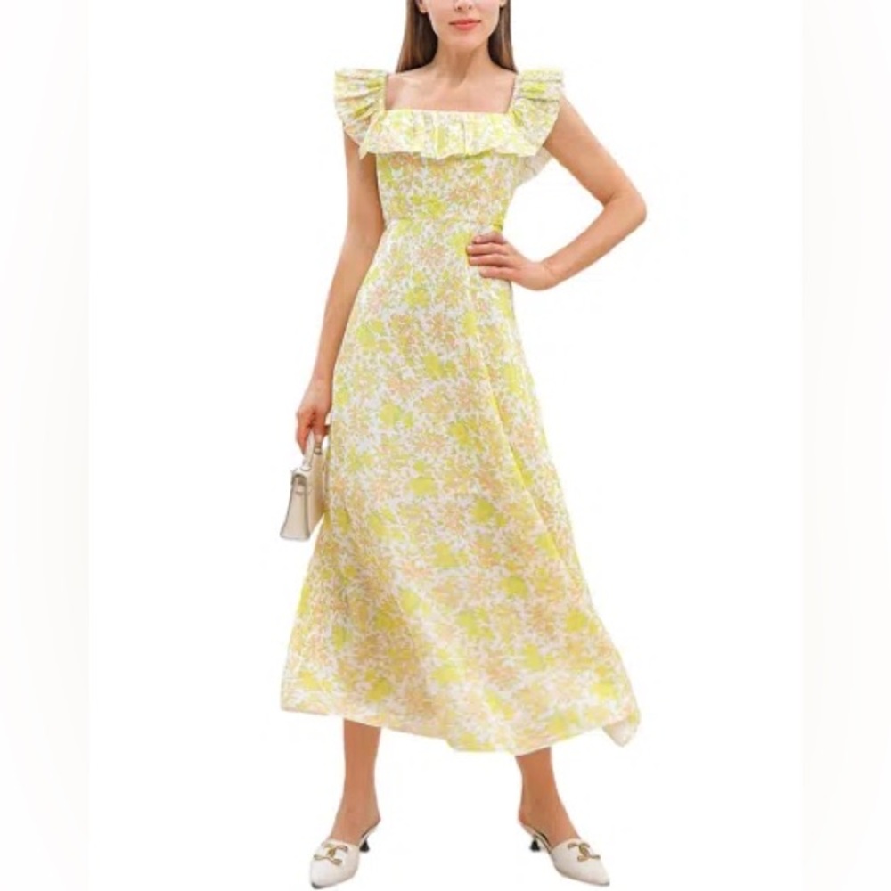 Zimmermann Goldie Ruffle Long Dress in Citrus Floral